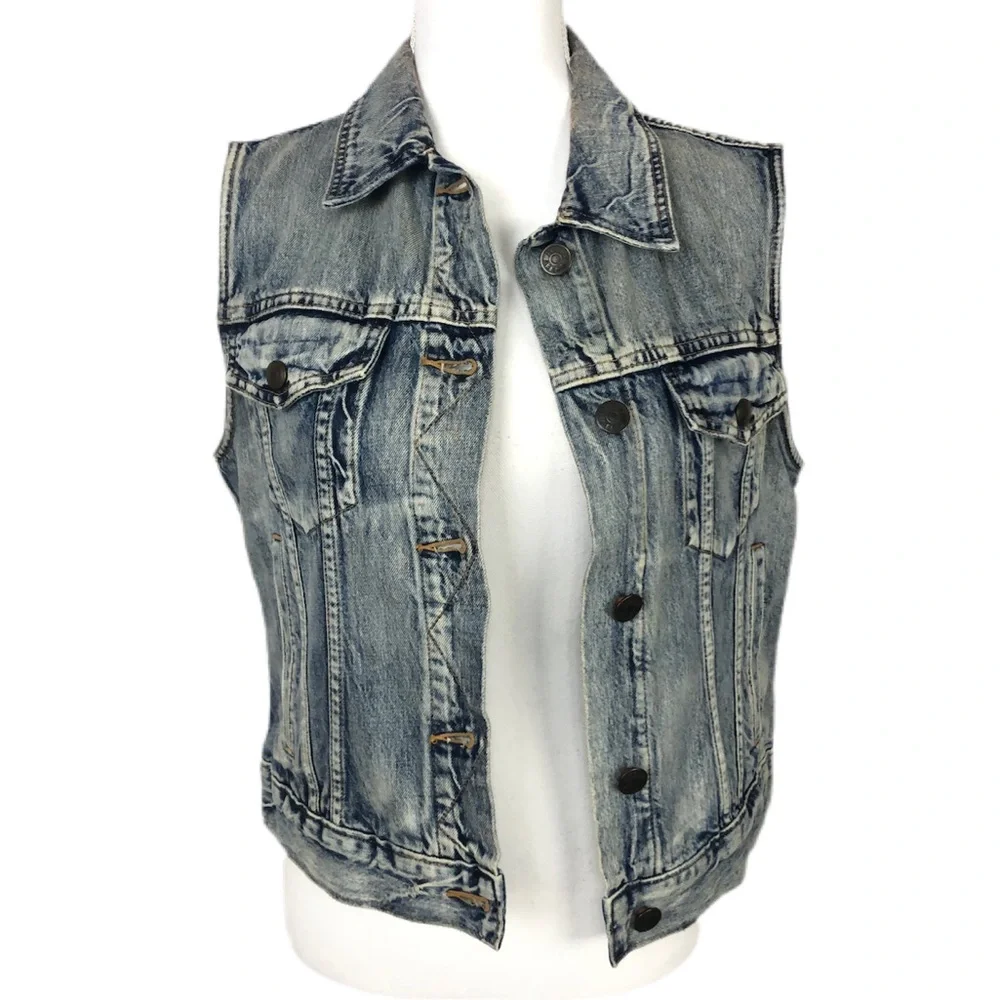 J. Crew Washed Denim Sleeveless Vest - Light Blue